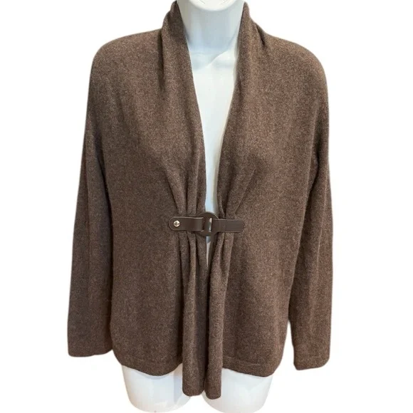Fenn Wright Manson brown cashmere sweater brown faux leather front belt small - Picture 5 of 7